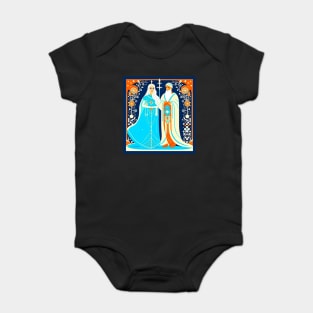 Art Deco Ded Moroz and Snow Maiden Baby Bodysuit